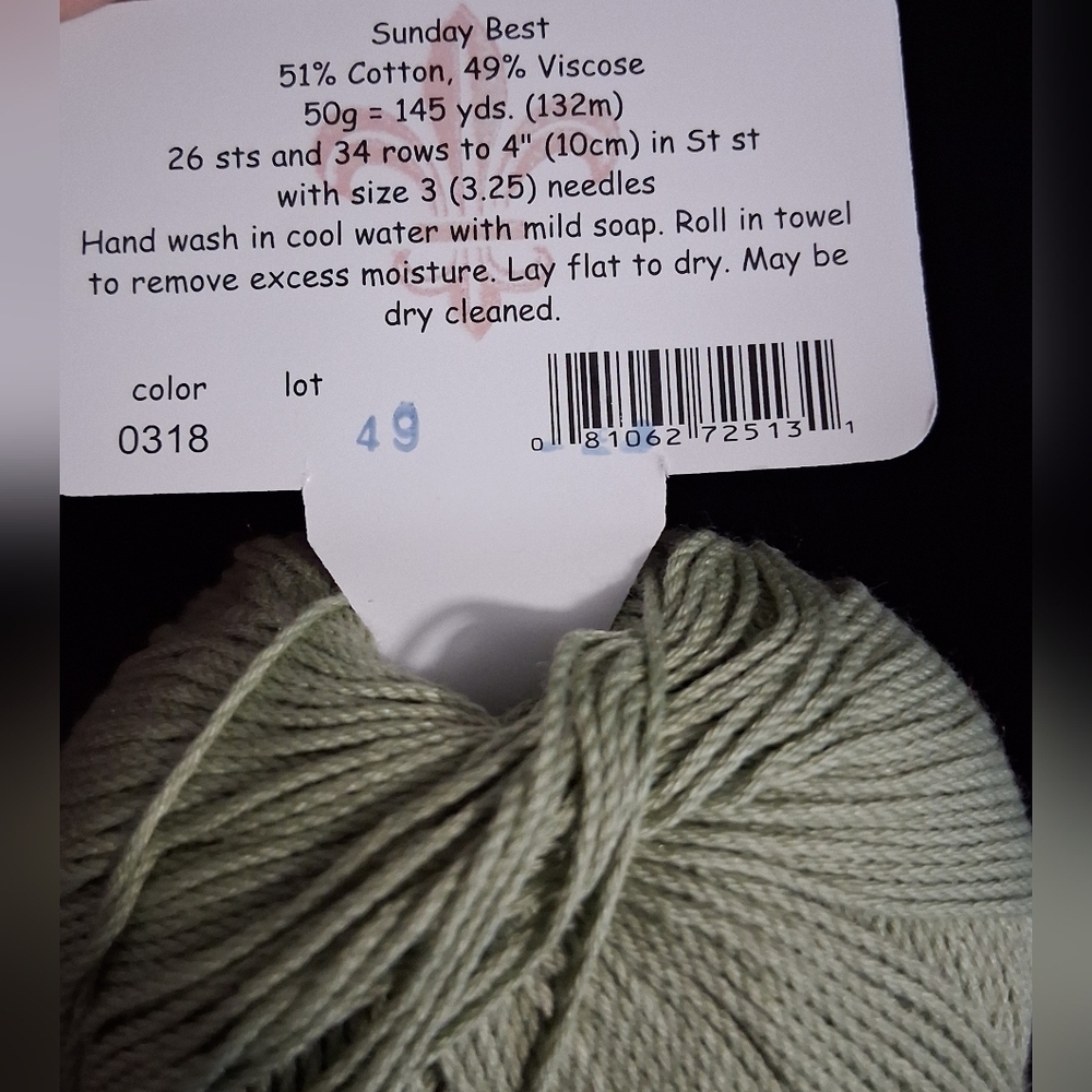 NWT Reynolds Sunday Best Kids Green Cotton Blend Crafting Crochet Knit Yarn - Picture 3 of 3